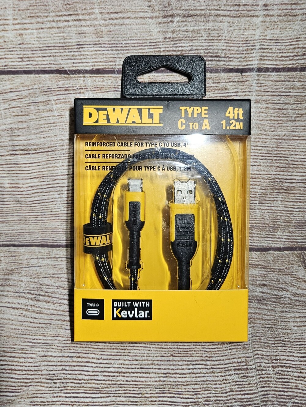 DEWALT Heavy Duty USB C Braided Nylon USB A to Type C Charger Cable